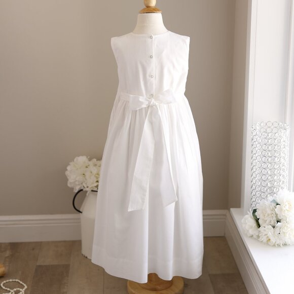 Strasburg Dress White Smocked Size 8 Sleeveless Special Occasion Flower Girl - Picture 7 of 7